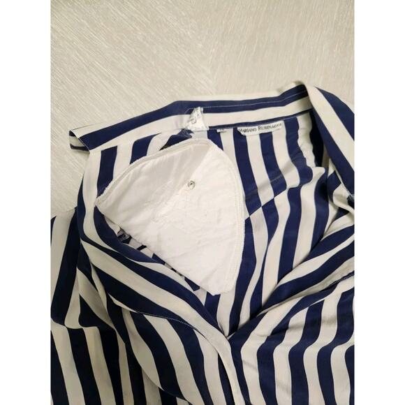 Vtg Mariano Rubinacci Women's Striped Silk Blazer Ivory & Blue Size IT 46 US 10 - Picture 6 of 7